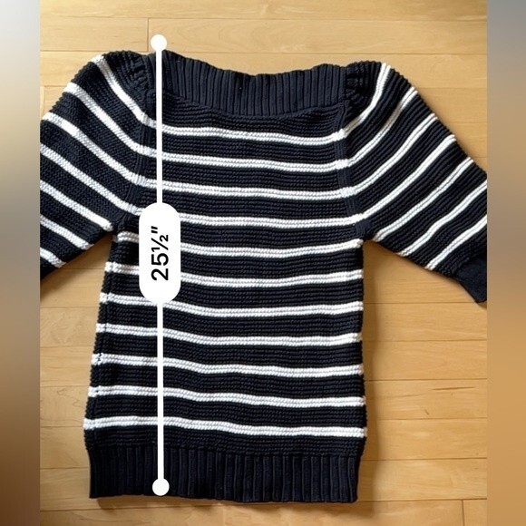 La Vie Rebecca Taylor Puff Sleeve Stripe Sweater in Black and White L NWOT - Picture 4 of 12